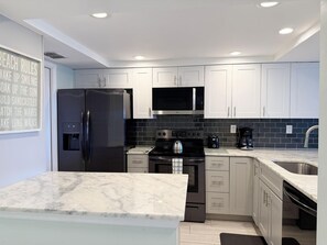 Fridge, microwave, oven, dishwasher