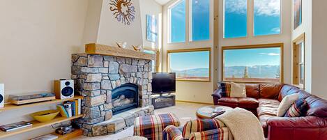 TV, fireplace, video games, DVD player