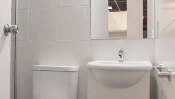 Regadera, secadora de cabello, bidet, toallas