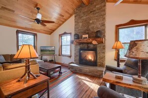 スマートテレビ、暖炉、DVD プレーヤー、書庫