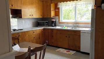 Fridge, microwave, oven, coffee/tea maker