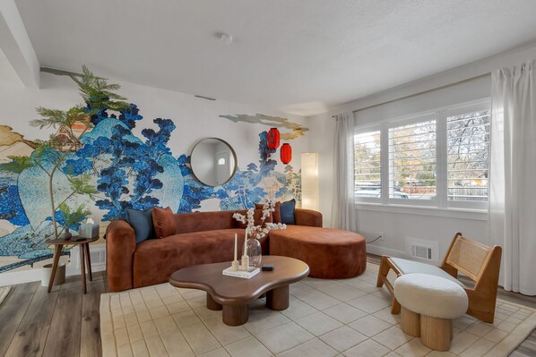 Smart TV, fireplace - 5BD Japanese-Themed w/ Hot Tub, Movie Room & Games (Arvada)