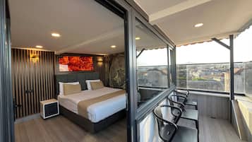 Quarto casal panorâmico, sacada, vista para o mar | Roupas de cama premium, quartos à prova de som