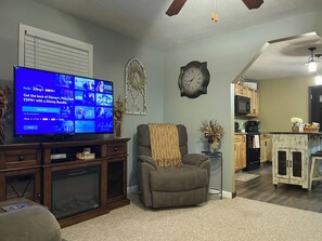 TV, fireplace, DVD player