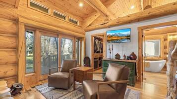 Smart TV, fireplace, video games, offices