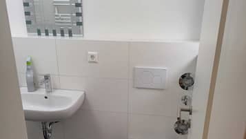 Hair dryer, towels, toilet paper