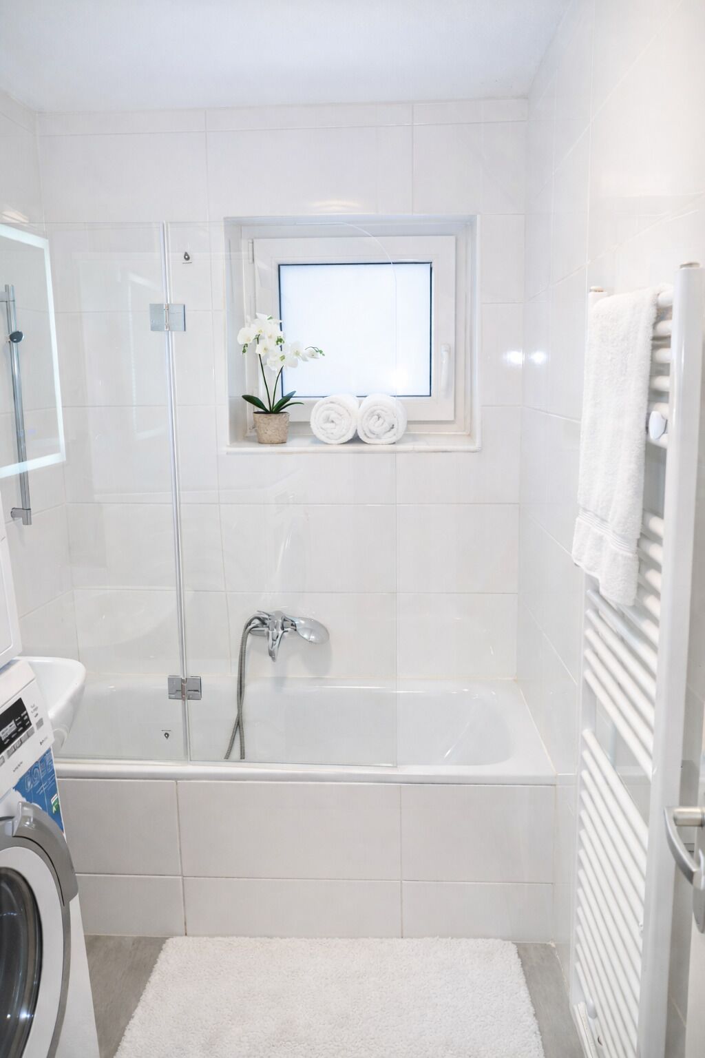 Hair dryer, towels, toilet paper