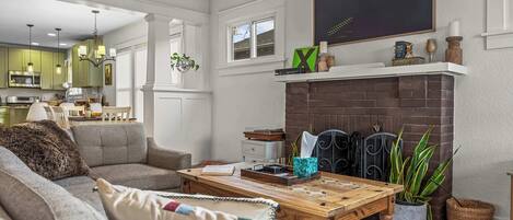 TV, fireplace, offices