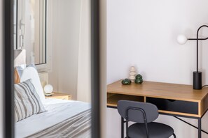 2 bedrooms, desk, soundproofing, iron/ironing board