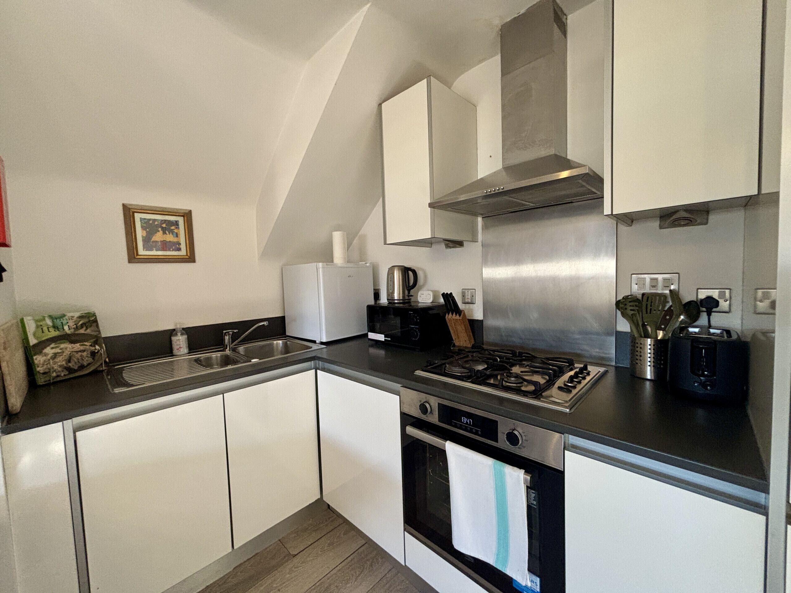 Fridge, microwave, oven, dishwasher