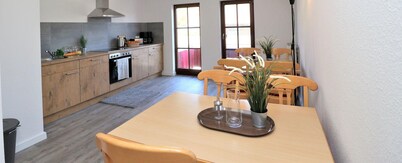 Double room with balcony directly at the harbor of Wustrow