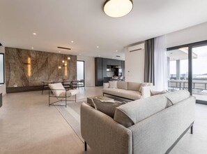 Villa (Five Bedroom Villa with Pool) | Living room | 32-inch flat-screen TV with digital channels, table tennis - Moonlit Mirage Villa With Pool, Gym and Sauna (Kastela)
