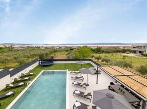 Villa (Five Bedroom Villa with Pool) | Outdoor pool | Outdoor pool, pool umbrellas, sun loungers - Moonlit Mirage Villa With Pool, Gym and Sauna (Kastela)