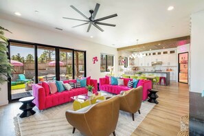 TV, fireplace, offices - 5BR Flagstaff Dream House • Hot Tub & Fire Pit (Flagstaff)