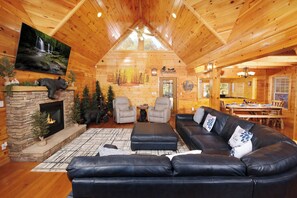 Smart TV, fireplace, video games, foosball