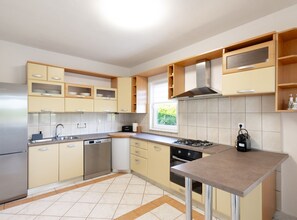 Fridge, cookware/dishes/utensils - House Rose With Garden and Pool (Razanac)