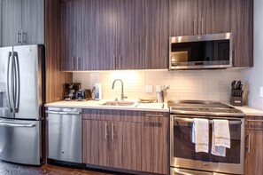 Fridge, microwave, oven, stovetop - Private Downtown Seaport Apt with Pool (Boston MA)
