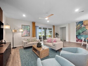 Una Smart TV, videojuegos, una mesa de tenis de mesa