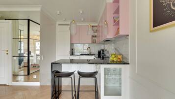 Superior Apartment, River View | Private kitchenette | Fridge, stovetop, coffee/tea maker, electric kettle