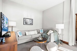 TV, fireplace, video games, foosball