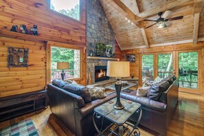 TV, fireplace, video games, table football