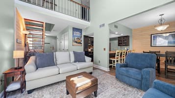 Family Condo, 2 Bedrooms, Fireplace, Garden View | Living room | Smart TV, fireplace