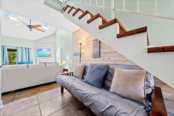 Family Condo, 2 Bedrooms, Fireplace, Garden View | Living room | Smart TV, fireplace