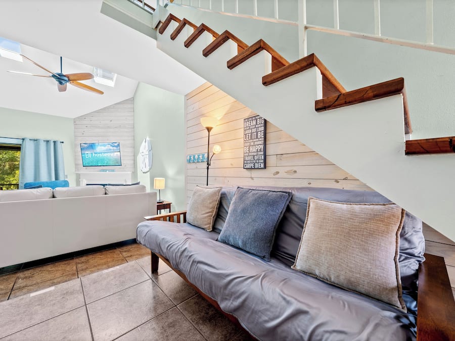 Condo família, 2 quartos, lareira, vista para o jardim | Sala de estar | Smart TV, lareira