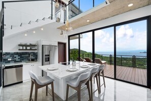 Fridge, microwave, oven, stovetop - Casa Luna: Luxury Ocean View Villa-Pool & Peloton Gym–Playa Hermosa, Guanacaste (Playa Hermosa)