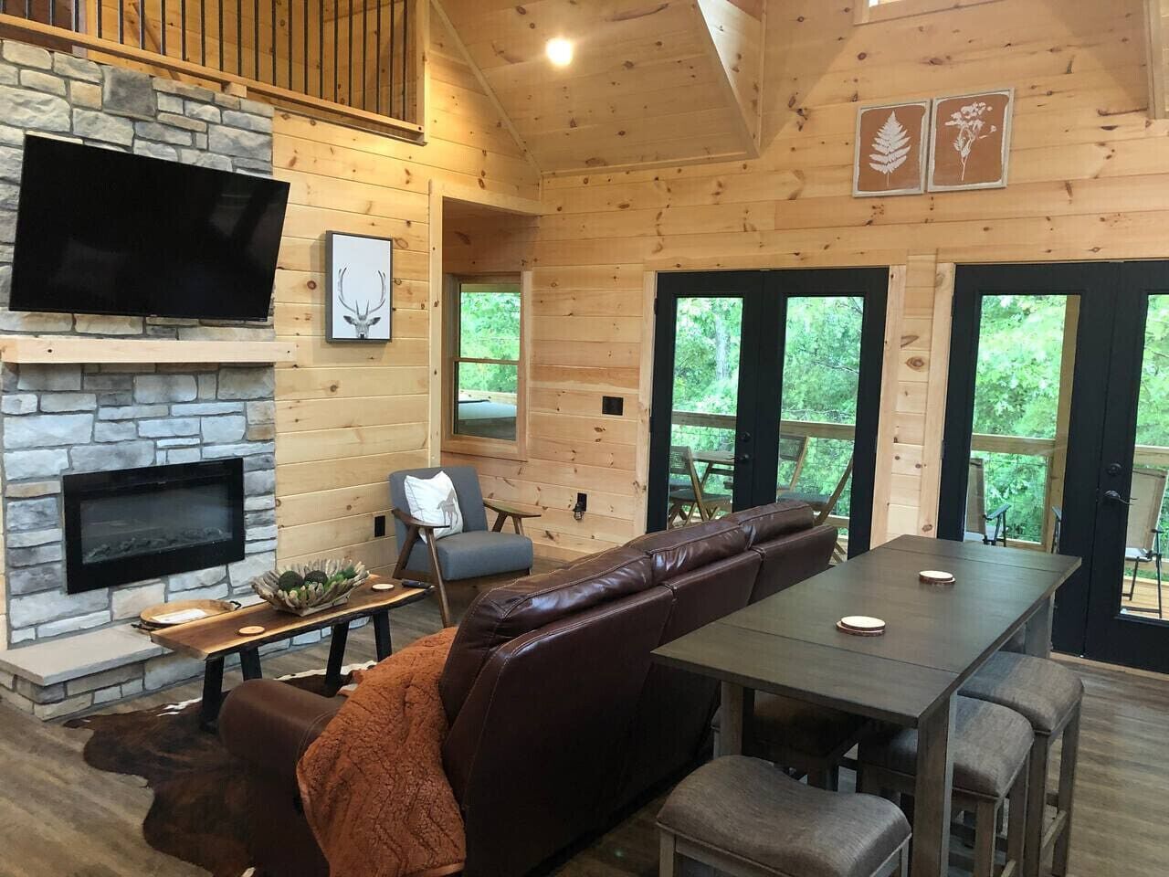 Televisión y chimenea 