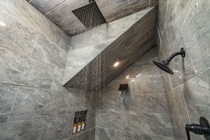 Shower, eco-friendly toiletries, hair dryer, towels