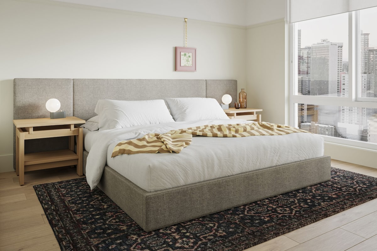 1 bedroom, laptop workspace, bed sheets