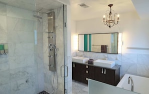 Douche, articles de toilette écologiques, sèche-cheveux, bidet
