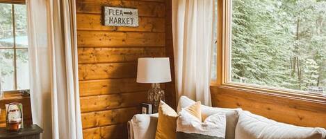 Televisión, chimenea y libros