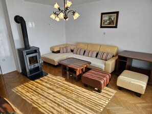 Televisión y chimenea 