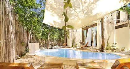 Loft Cabin2 Cenotes Park Dos OjOs Pool, WIFI, AC