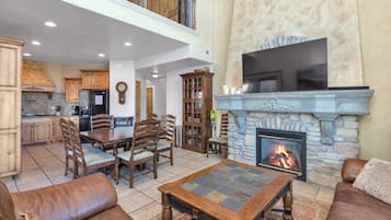 Smart TV, fireplace, video games, books