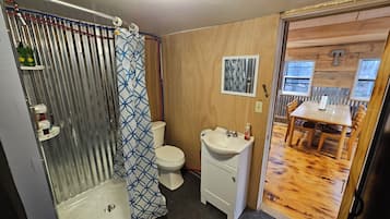 Douche, serviettes fournies, savon, papier toilette