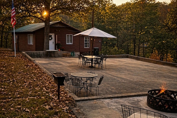 patio in front of the cabin