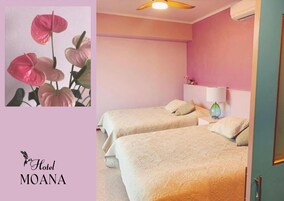 Habitación de lujo con 2 camas individuales, vistas parciales al mar | Espacio para trabajar con un portátil y wifi gratis