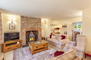 TV, fireplace - Lower Spire Cottages (sleeps 11) (Nr Dulverton)