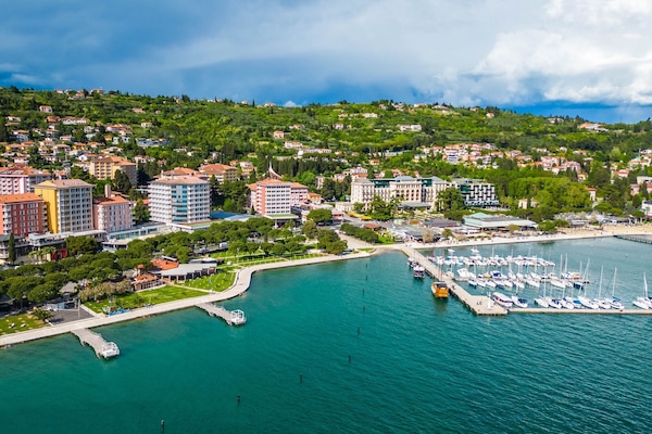 View of Portoroz, seaside town near Sečovlje