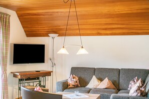 Fernseher, Kamin, Tischtennisplatte, Stereoanlage