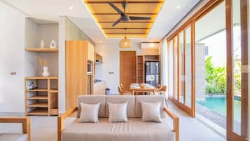 Villa, 2 habitaciones, alberca privada | Área de sala de estar
