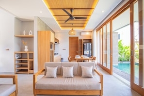 Villa, 2 chambres, piscine privée | Aire de séjour