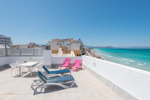 Terrace/patio - Blau Blue 2 - Apartment In Can Picafort. Free Wifi (Ca'n Picafort, Illes Balears)