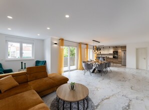 Apartment (Three Bedroom Apartment with Hot Tub) | Living room | 32-inch flat-screen TV with digital channels - Luxurious and Spacious Apartment With Hot Tub (Kastela)