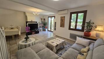 Smart TV, DVD player, books