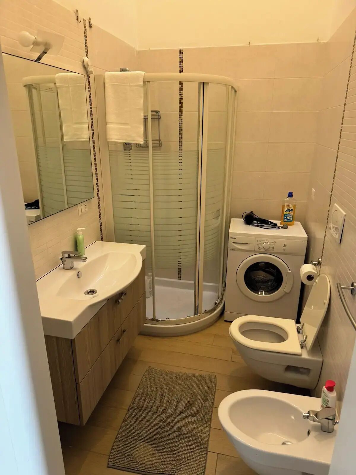 Dusche, Haartrockner, Bidet, Handtücher