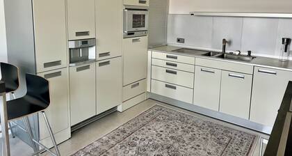 Villa with a balcony in the city center, elevator, luxury apartment on the Beletage
